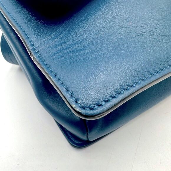 Auth Chloe Majolica Blue Leather Suede Small Faye Crossbody Bag Preloved Purse - Picture 11 of 16